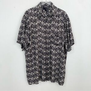 J Ferrar Button Down Shirt Mens Size XLT XL Tall 100% Rayon Brown Beige